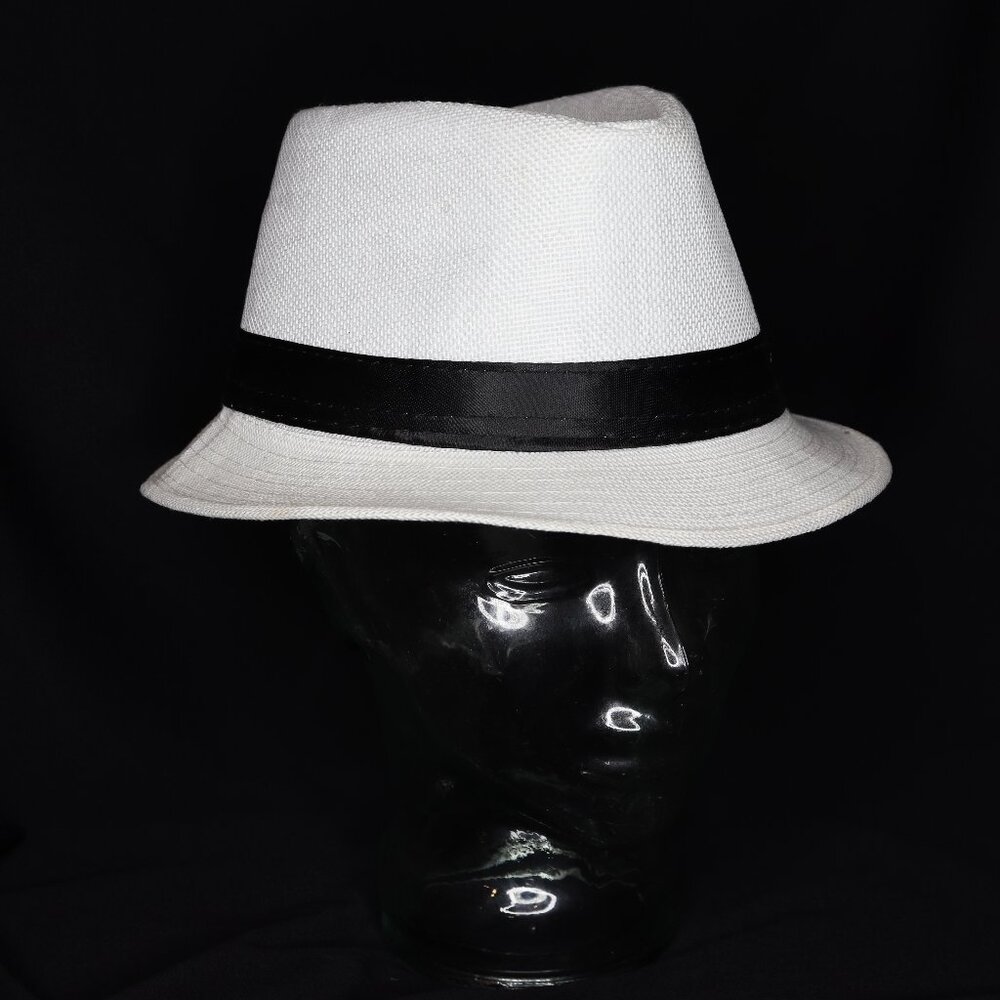 Classic White Fedora with Black Band
